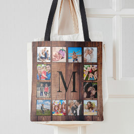 Tote Bag Custom Family Photo Collage Reclaimed Wood