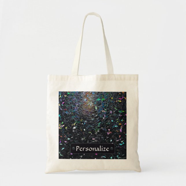Tote Bag Custom Iridescent Abstract Stained Glass Pattern (Devant)