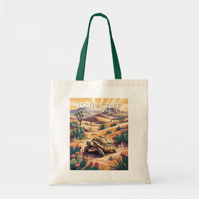 Tote Bag Custom Joshua Tree Tortoise Retro Desert Landscape (Devant)