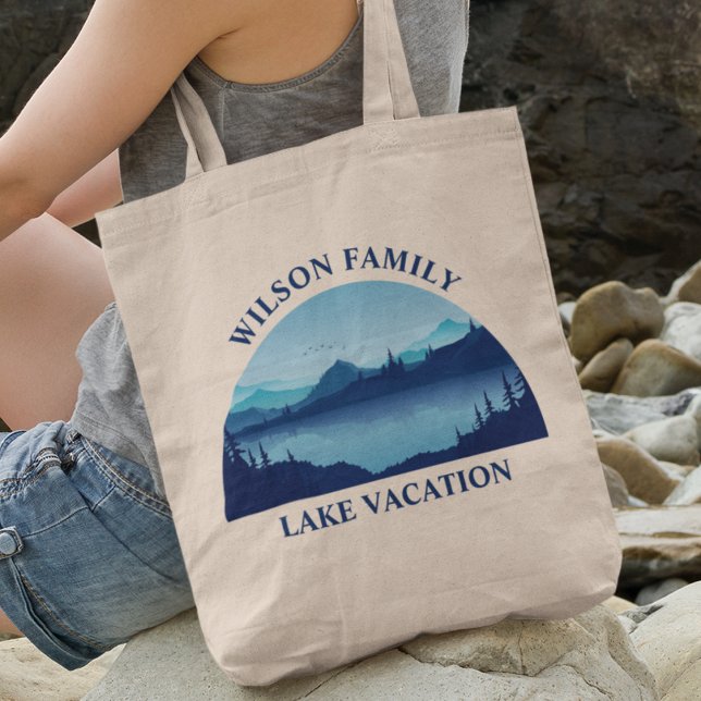 Tote Bag Custom Lake House Famille Réunion Vacances d'été (Créateur téléchargé)