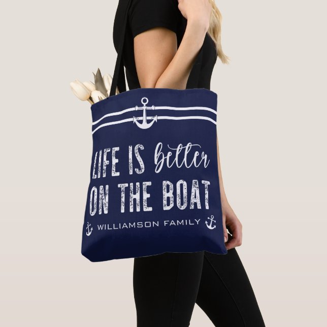 Tote Bag Custom Life est meilleur sur le bateau | Boat Life (De près)