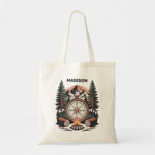 Tote Bag Custom Name Camping (Devant)