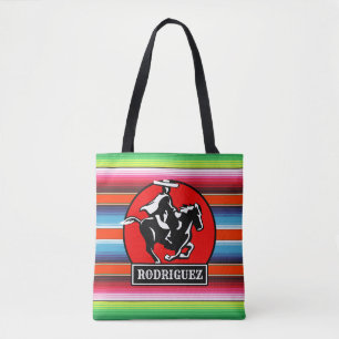 Tote Bag CUSTOM NAME Charro Horse Spanish Mexican Serape
