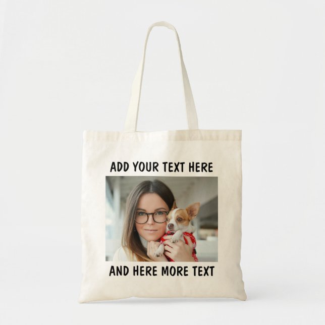 Tote Bag Custom Photo and Text Or Name (Devant)