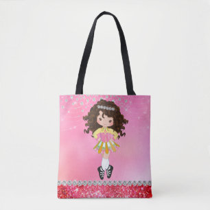 Tote Bag Custom Pink Glam Irish Dance Brunette