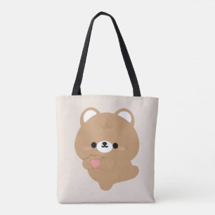 Tote Bag Cute Amour Ours Brown