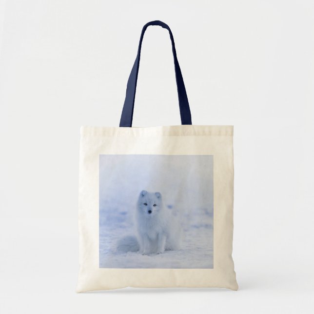 Tote Bag Cute Arctic Fox sur Snowy Winter Arrière - plan (Devant)