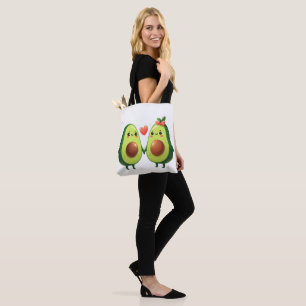 Tote Bag Cute Avocados - Kawaii Couple Heart Design