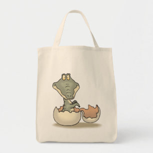 Tote Bag Cute Baby Alligator Cartoon Hatching from Eggshell