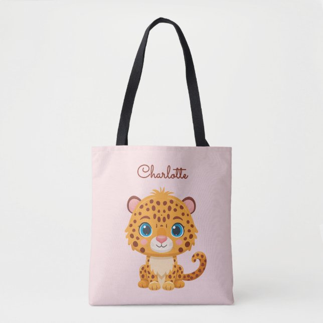Tote Bag Cute Baby Leopard Safari Animal Kids (Devant)