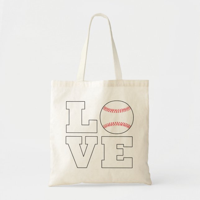 Tote Bag Cute Baseball Maman ou Fan LOVE Baseball (Devant)