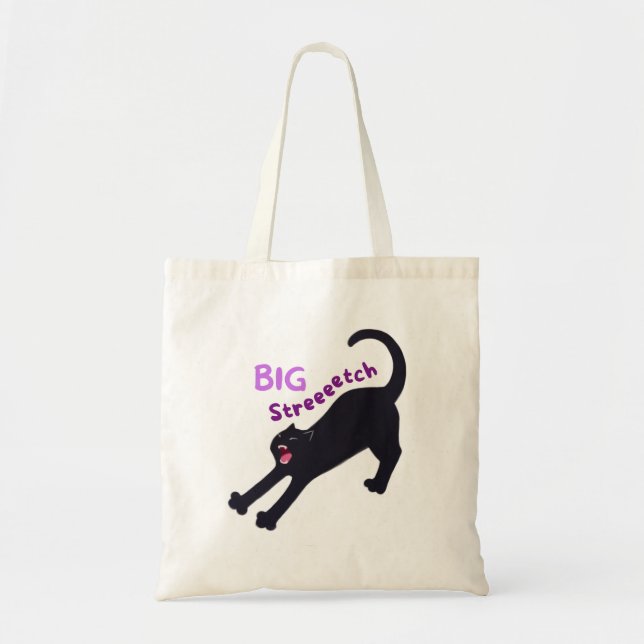 Tote Bag Cute Big Stretch Chat noir - Pour les Amoureux de  (Devant)