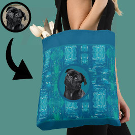 Tote Bag Cute Black Pug Face Charm | Unique Custom Dog Love