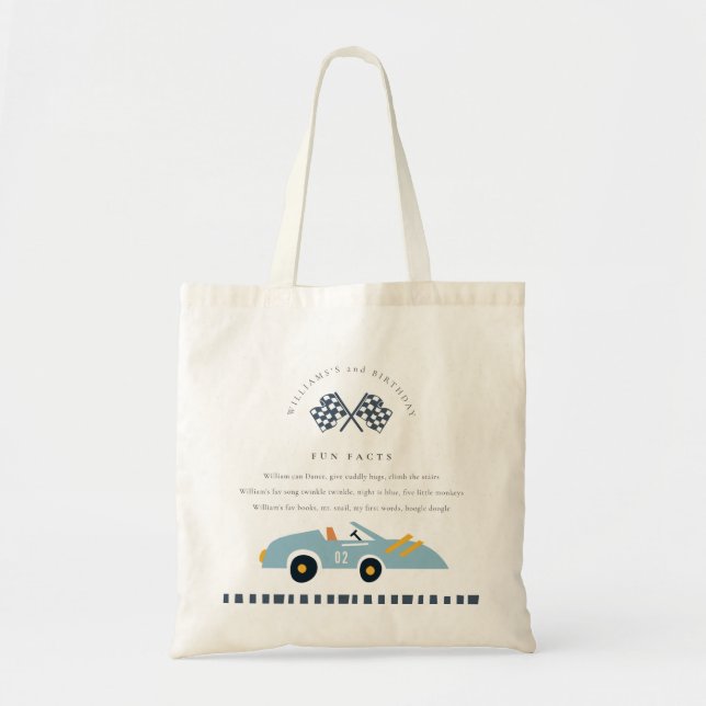 Tote Bag Cute Blue Race Voiture Enfants N'importe quel âge  (Devant)