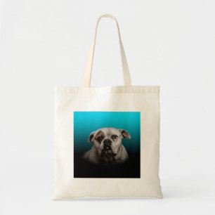 Tote Bag Cute Boxer Dog w Blue Black Gradient arrière - pla