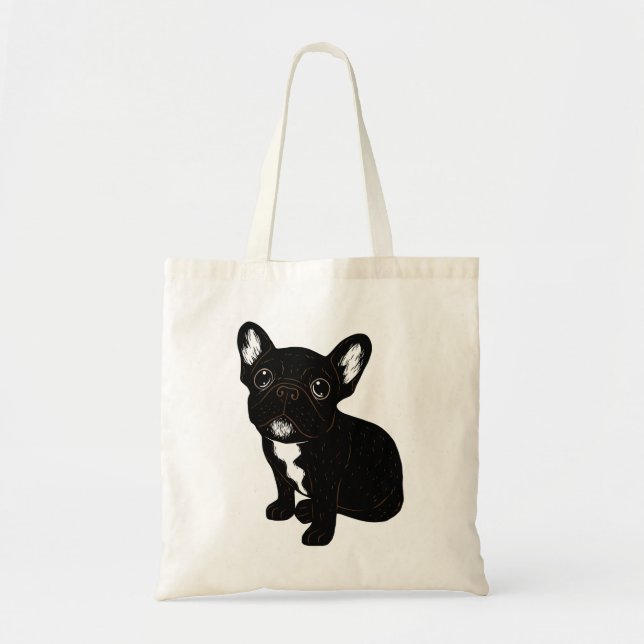 Tote Bag Cute Brindle Frenchie Puppy (Devant)