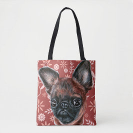 Tote Bag Cute Brussels Griffon Motif de fleurs de chien