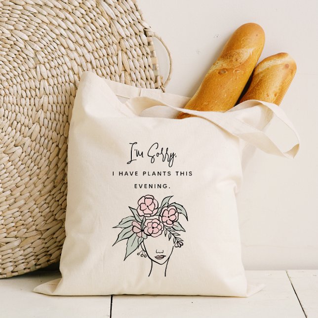 Tote Bag Cute Busy avec Mon Portrait Floral Plante (Créateur téléchargé)