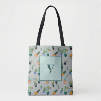 Tote Bag Cute Cactus Motif de fleurs vertes