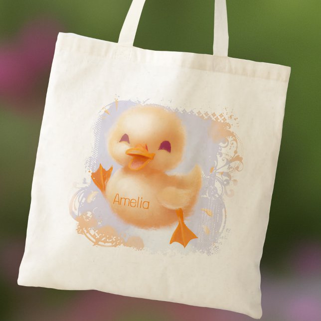 Tote Bag Cute Canard Nom du bébé Pastel Canard (Créateur téléchargé)