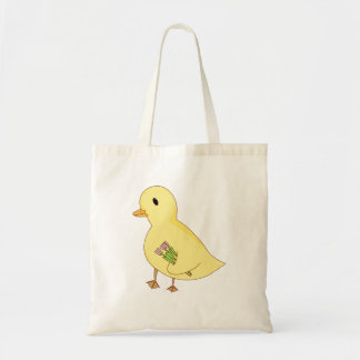 Tote Bag Cute Canard transportant Fleur