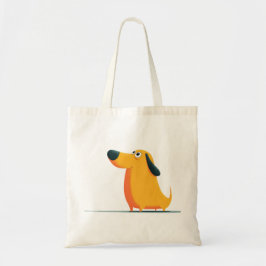 Tote Bag Cute Cartoon Dachshund Illustration – Funny Sausag