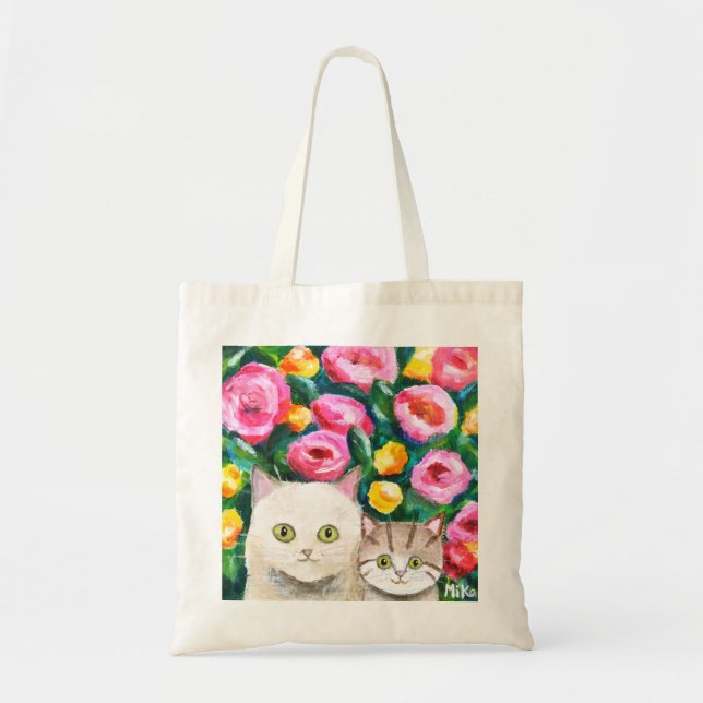 Tote Bag Cute Cat Maman et bébé amoureux des chats mère cad (Devant)