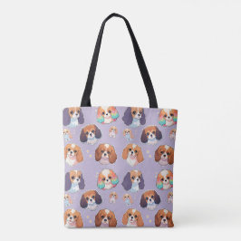 Tote Bag Cute Cavalier King Charles Pastel Motif