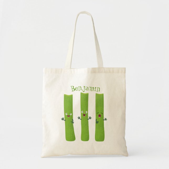 Tote Bag Cute céleri bâtons trio caricature légumes (Devant)