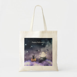 Tote Bag Cute chat et Fantôme Halloween