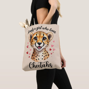Tote Bag Cute Cheetah Lover Faune Art avec accents de coeur