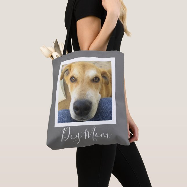Tote Bag Cute Chien Maman Script Photo personnalisée (De près)