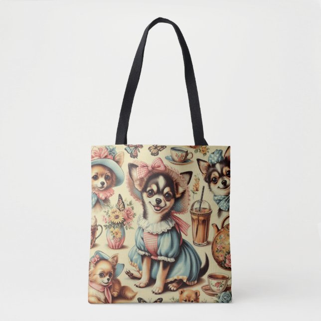 Tote Bag Cute Chihuahua Peinture Chiot (Devant)