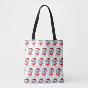 Tote Bag Cute Christmas Grey Tabby Cat Watercolor
