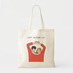 Tote Bag Cute Couple Coeur Heureuse Sainte-Valentin Moderne