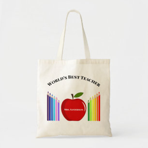 Tote Bag Cute Crayon Enseignant élémentaire Apple