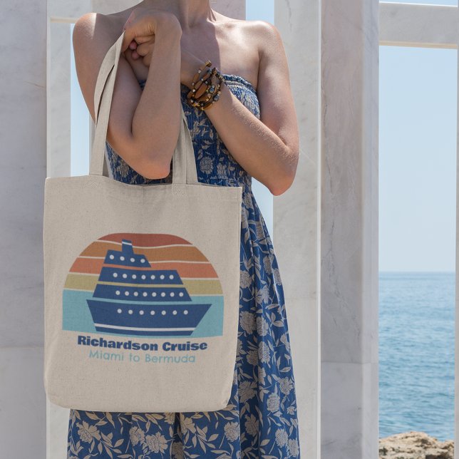 Tote Bag Cute Cruise Ship Famille Voyage Coucher de soleil  (Créateur téléchargé)
