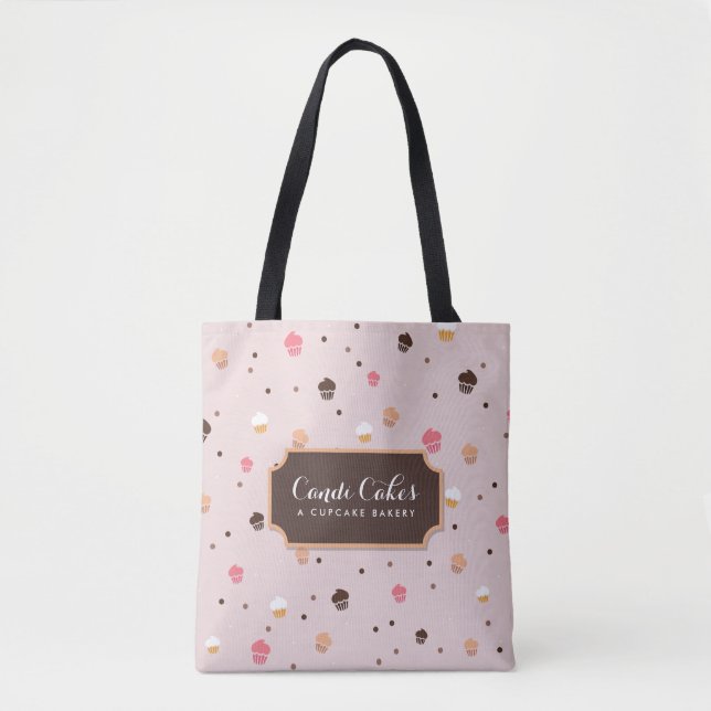 Tote Bag Cute Cupcakes Boulangerie Motif rose (Devant)