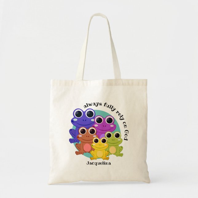 Tote Bag Cute Custom PLEINEMENT COMPTER SUR DIEU Christian  (Devant)