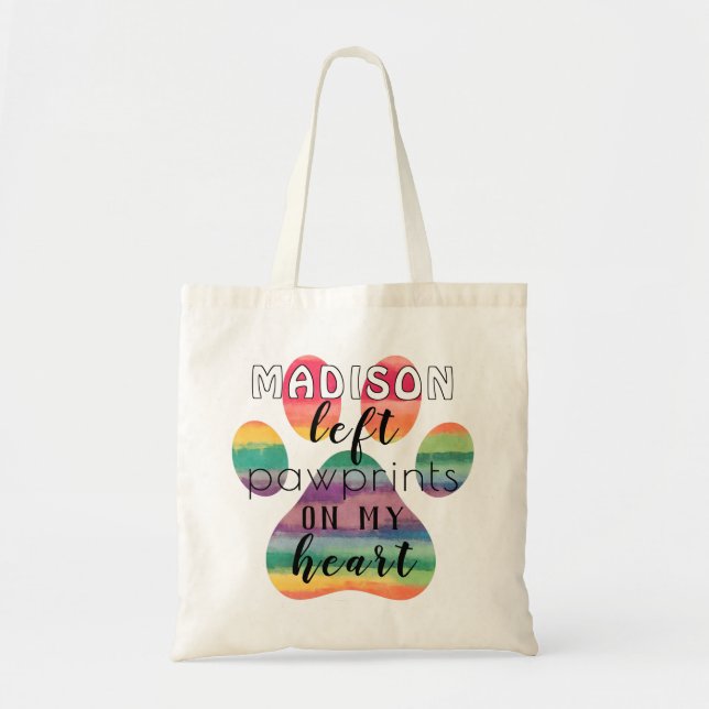 Tote Bag Cute Custom Rainbow Bridge Empreintes de pattes su (Devant)