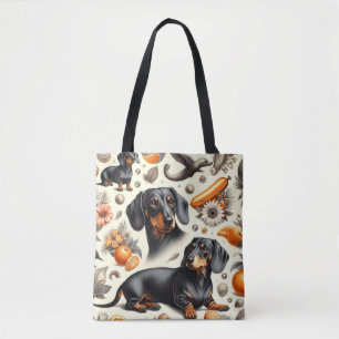 Tote Bag Cute Dachshund Motif