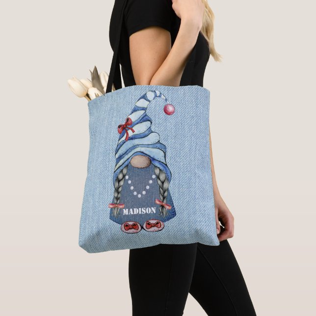 Tote Bag Cute Denim Girl (De près)