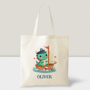 Tote Bag Cute Dinosaur Nautique Capitaine de voilier