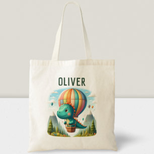 Tote Bag Cute Dinosaur volant dans un ballon à air chaud