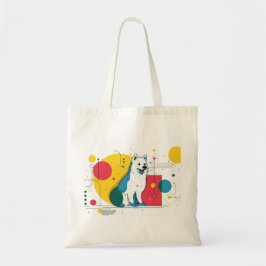 Tote Bag Cute dog sits in colorful art space