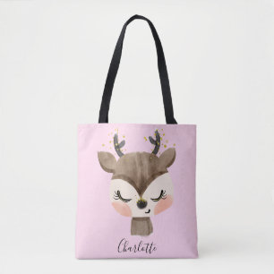 Tote Bag Cute douce et fille Pastel Blush Pink Baby Reindee