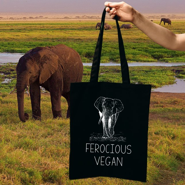 Tote Bag Cute Elephant Ferocie Vegan, (Créateur téléchargé)