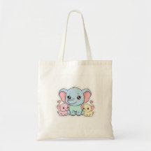 Tote Bag Cute Elephant's Mom & Kids