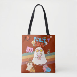 Tote Bag Cute Fantôme Super Style Paix & Amour Sombre Brown