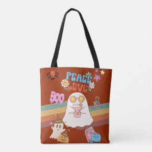 Tote Bag Cute Fantôme Super Style Paix & Amour Sombre Brown